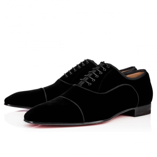 Christian Louboutin Greggo Orlato Velvet Dress Shoes Black Men