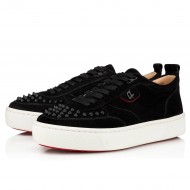 Christian Louboutin Happyrui Spikes Veau Velours Low Top Sneakers Black Men