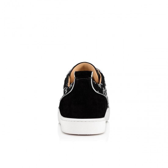 Christian Louboutin Louis Junior Spikes Orlato Jacquard Loubi In The Sky Low Top Sneakers Black/Silver Men