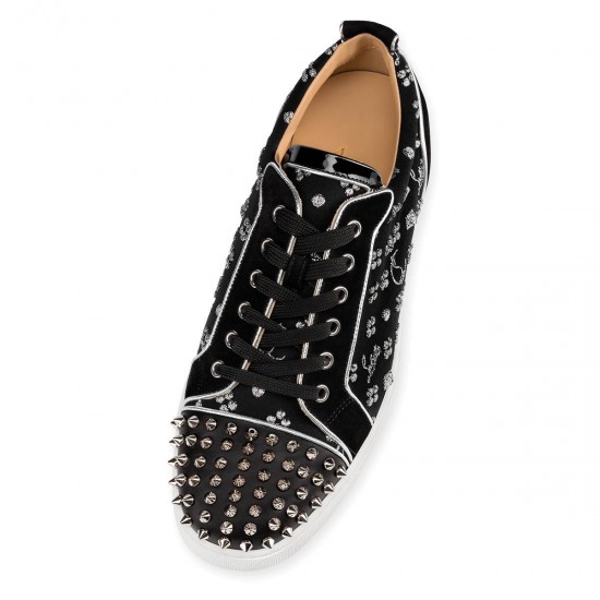 Christian Louboutin Louis Junior Spikes Orlato Jacquard Loubi In The Sky Low Top Sneakers Black/Silver Men