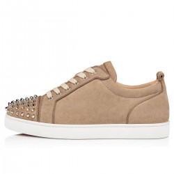 Christian Louboutin Louis Junior Spikes Orlato Veau Velours Low Top Sneakers Mandorla/Silver Men