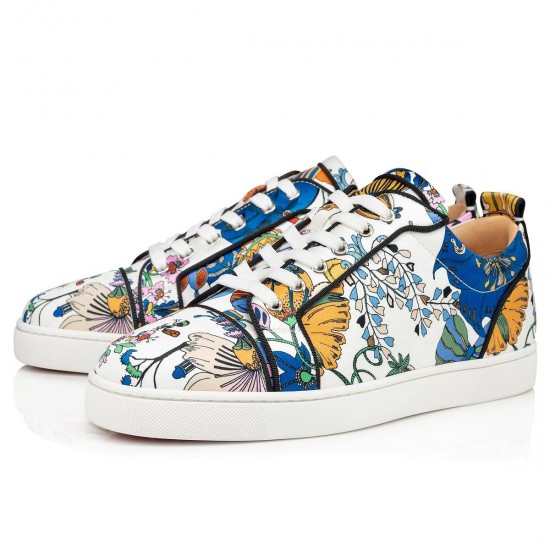 Christian Louboutin Louis Junior Orlato Crepe Satin Botanique Low Top Sneakers White/Multi Men