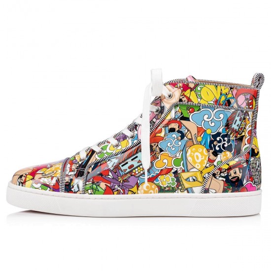 Christian Louboutin Louis Orlato Leather High Top Sneakers Multi Men