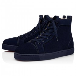 Christian Louboutin Louis Orlato Veau Velours High Top Sneakers Blue Men