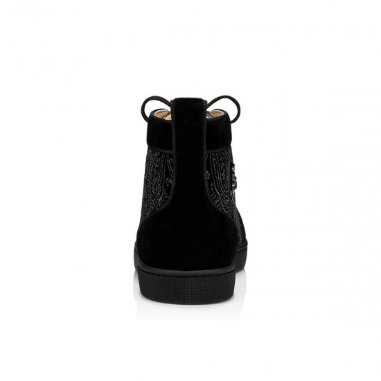 Christian Louboutin Louis Orlato Velvet High Top Sneakers Black Men