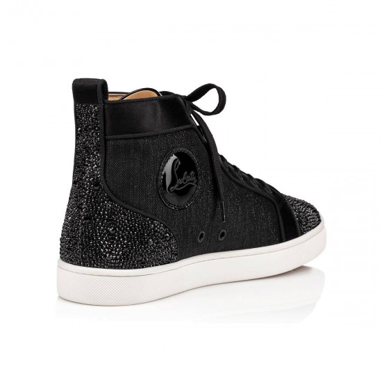 Christian Louboutin Louis P Strass II Strass High Top Sneakers Version Black Men