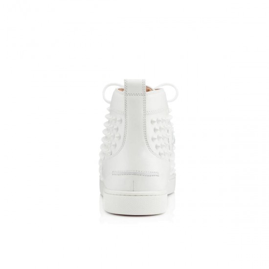 Christian Louboutin Louis Spikes Leather High Top Sneakers White/White Men