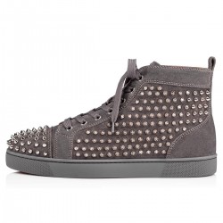 Christian Louboutin Louis Suede High Top Sneakers Shadow/Sv Men