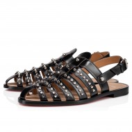 Christian Louboutin Meloubiclou Calf Flat Sandals Black/Silver Men