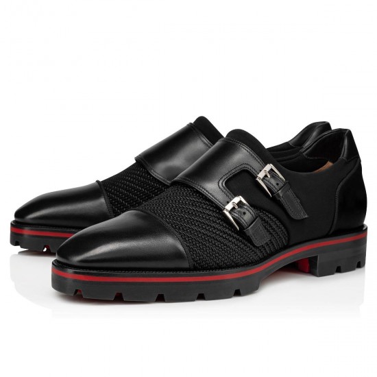 Christian Louboutin Mortisky Rafia Dress Shoes Black Men