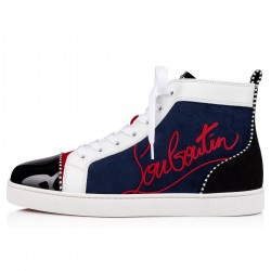 Christian Louboutin Navy Louis Suede High Top Sneakers Version Multi Men