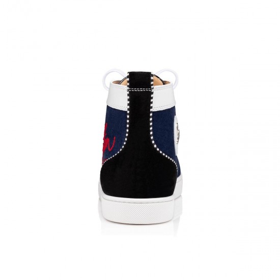 Christian Louboutin Navy Louis Suede High Top Sneakers Version Multi Men