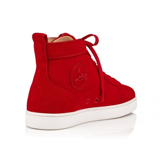 Christian Louboutin Navy Louis Strass Strass High Top Sneakers Red Men