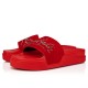 Christian Louboutin Navy Pool Strass Suede Slides Red Men