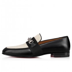 Christian Louboutin Panamax Rafia Loafers Black/Beige/Silver Men