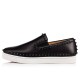 Christian Louboutin Pik Boat Leather Slip On Sneakers Black/Black Men