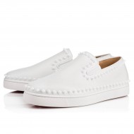 Christian Louboutin Pik Boat Leather Slip On Sneakers White Men