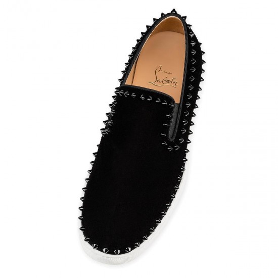 Christian Louboutin Pik Boat Veau Velours Slip On Sneakers Black Men