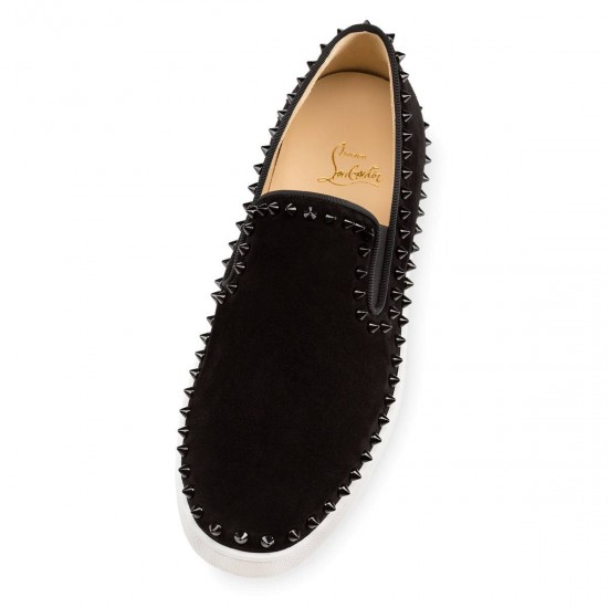 Christian Louboutin Pik Boat Veau Velours Slip On Sneakers Black Men