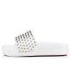 Christian Louboutin Pool Fun Leather Slides Bianco/Silver Men