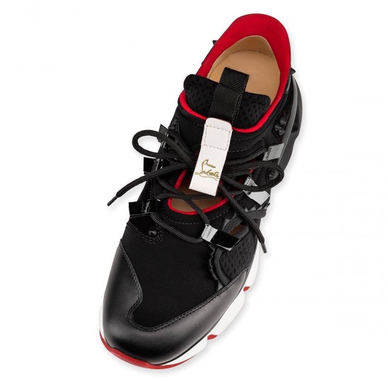 Christian Louboutin Red Runner Neoprene Low Top Sneakers Black Men