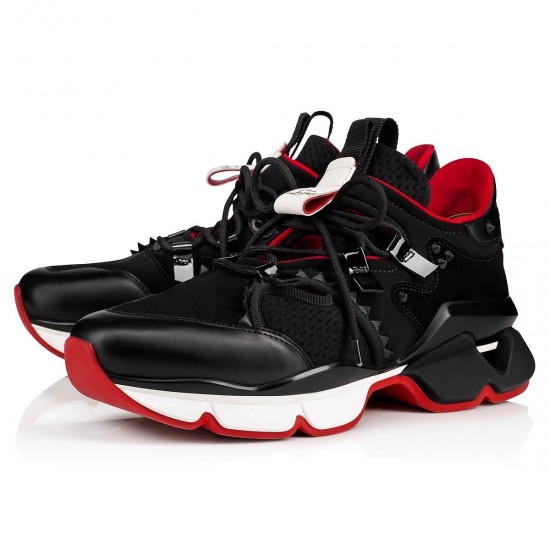 Christian Louboutin Red Runner Neoprene Low Top Sneakers Black Men