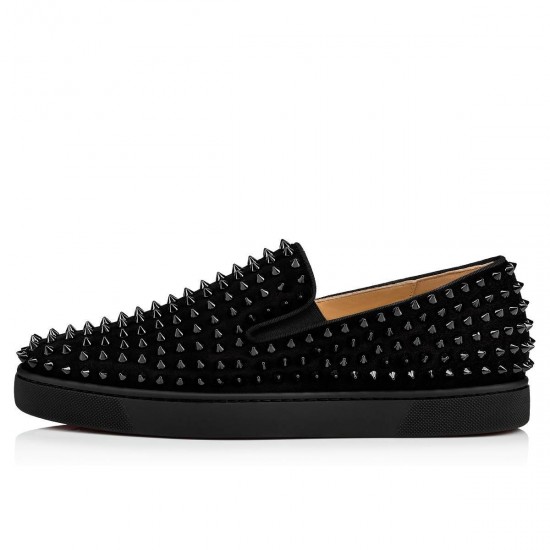 Christian Louboutin Roller Boat Veau Velours Loafers Black Men