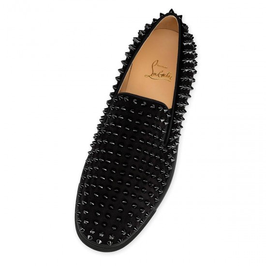 Christian Louboutin Roller Boat Veau Velours Loafers Black Men