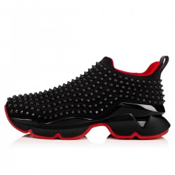 Christian Louboutin Spike Sock 30mm Neoprene Low Top Sneakers Black Men