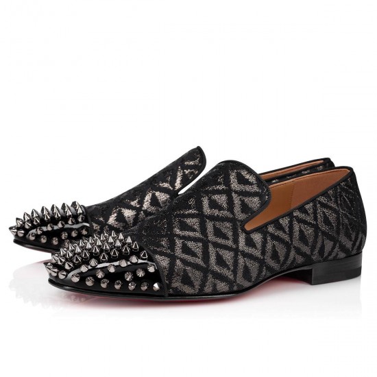 Christian Louboutin Spooky Creative Fabric Loafers Black/Silver Men