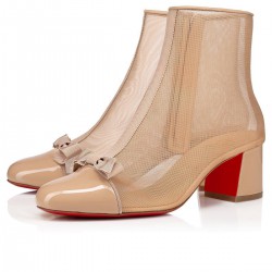 Christian Louboutin Checkypoint Booty 55mm Patent Booties Nude 1 Women