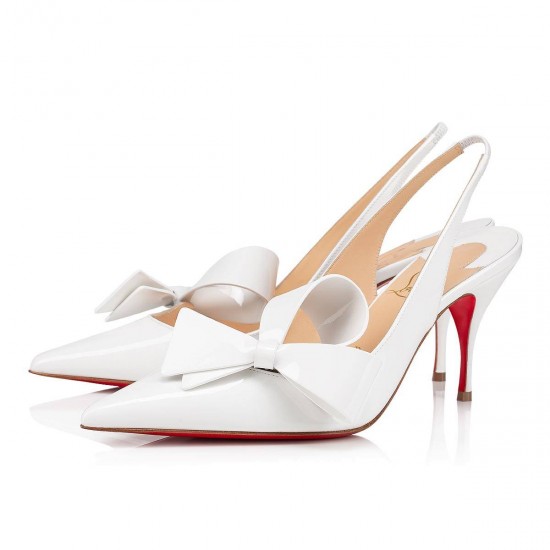 Christian Louboutin Clare Nodo 80mm Patent Leather Pumps Bianco Women