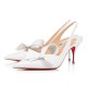 Christian Louboutin Clare Nodo 80mm Patent Leather Pumps Bianco Women