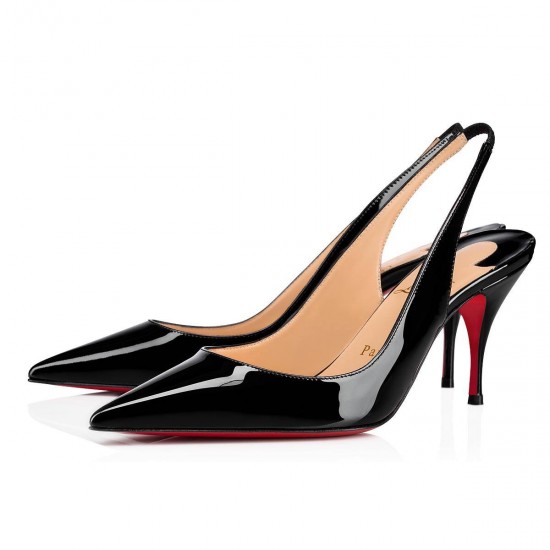 Christian Louboutin Clare Slingback 80mm Patent Leather Pumps Black Women