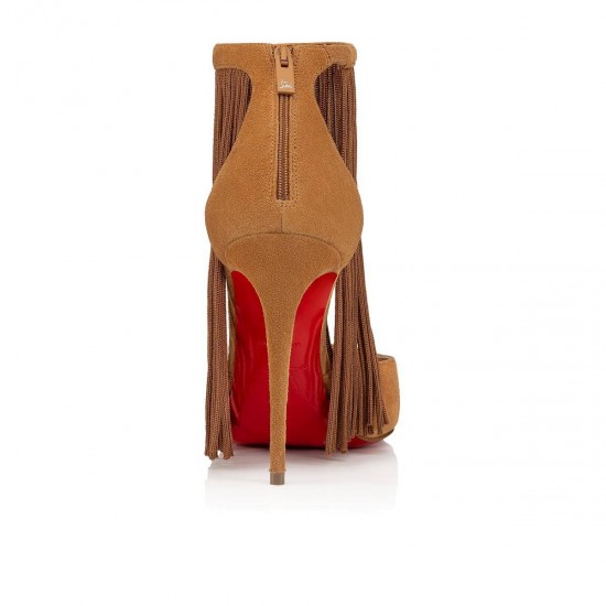 Christian Louboutin Courtain 100mm Suede Pumps Cafe Creme Women