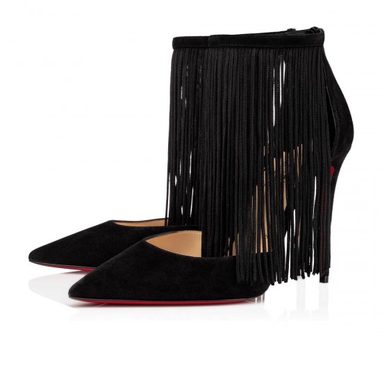 Christian Louboutin Courtain 100mm Suede Pumps Black Women