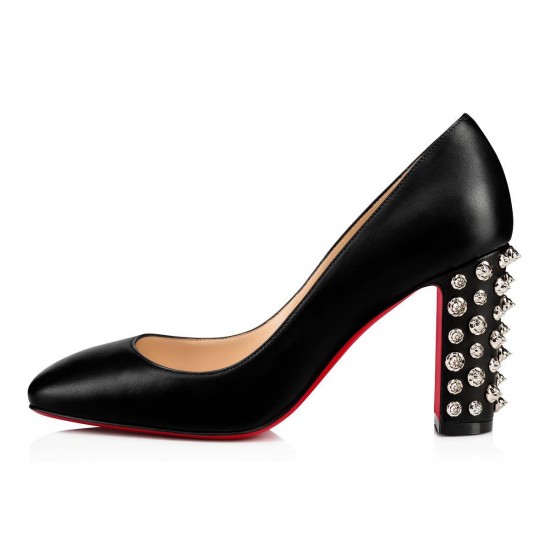 Christian Louboutin Donna Stud Spikes 85mm Leather Pumps Black/Silver Women