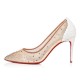 Christian Louboutin Follies Strass 85mm Lace Sparkly Heels White Women