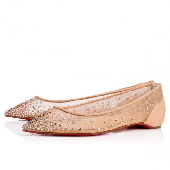 Christian Louboutin Follies Strass Strass Ballet Flats Version Light Silk Women