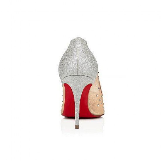 Christian Louboutin Follies Strass 85mm Glitter Sparkly Heels Silver Women