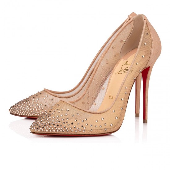 Christian Louboutin Follies Strass 100mm Strass Sparkly Heels Version Light Silk Women