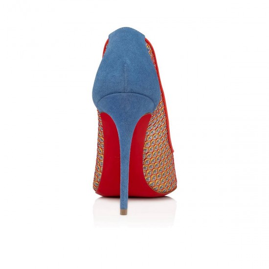 Christian Louboutin Follies Lace 100mm Lace Pumps Orange/Yellow Women