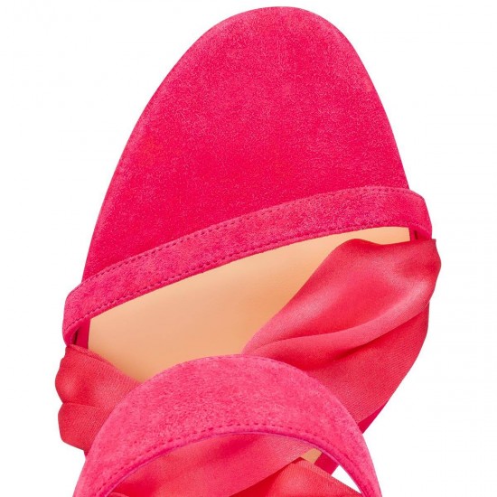 Christian Louboutin Foulard Cheville 100mm Veau Velours Sandals Pink Women