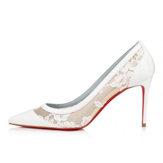 Christian Louboutin Galativi 85mm Lace Pumps White Women