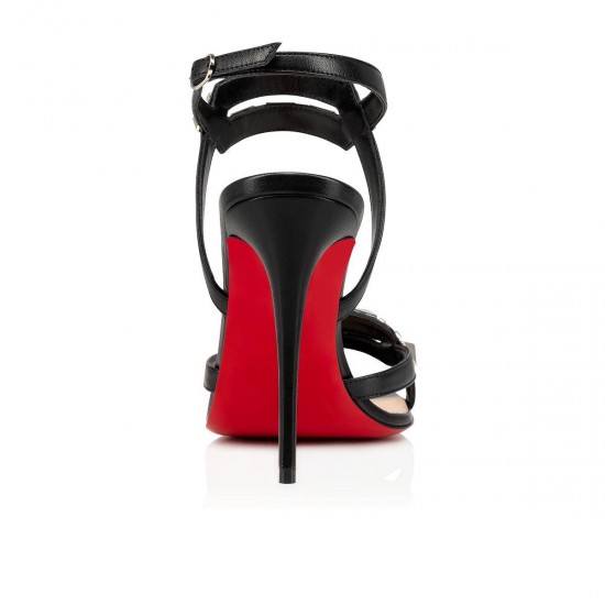 Christian Louboutin Galerietta 100mm Leather Sandals Black/Silver Women