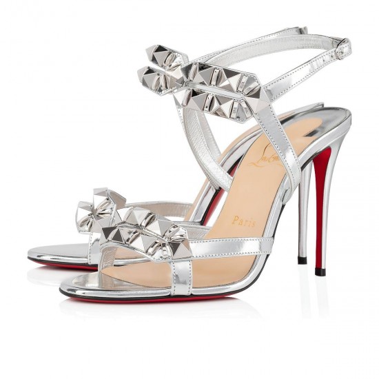 Christian Louboutin Galerietta 100mm Specchio Sandals Silver Women