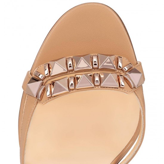 Christian Louboutin Galerietta 100mm Leather Sandals Nude Women