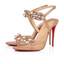 Christian Louboutin Galerietta 100mm Leather Sandals Nude Women