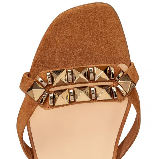 Christian Louboutin Galerietta Suede Flat Sandals Brown Women