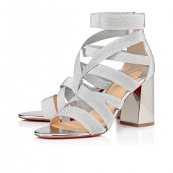 Christian Louboutin Gladiapop 85mm Elastic Gladiator Sandals Version Silver Women